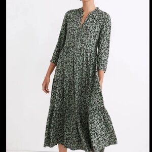 Madewell Button Front Tiered Midi Floral Dress XS Flowers